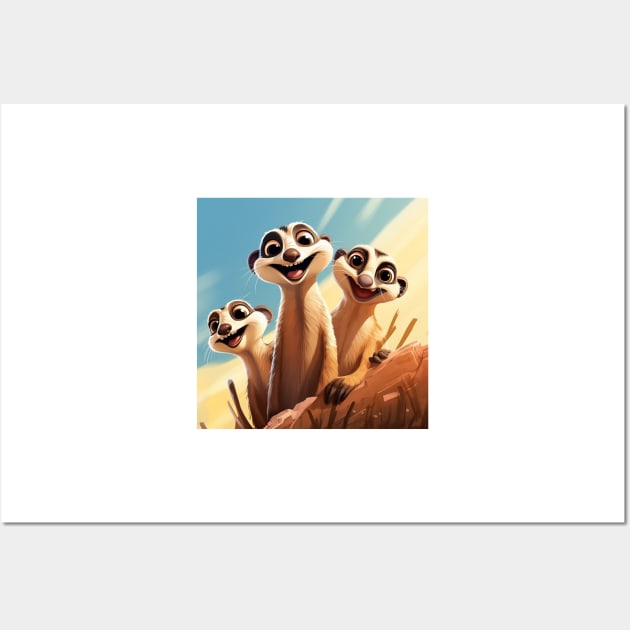 Cartoon Meerkats 2 Wall Art by AstroRisq